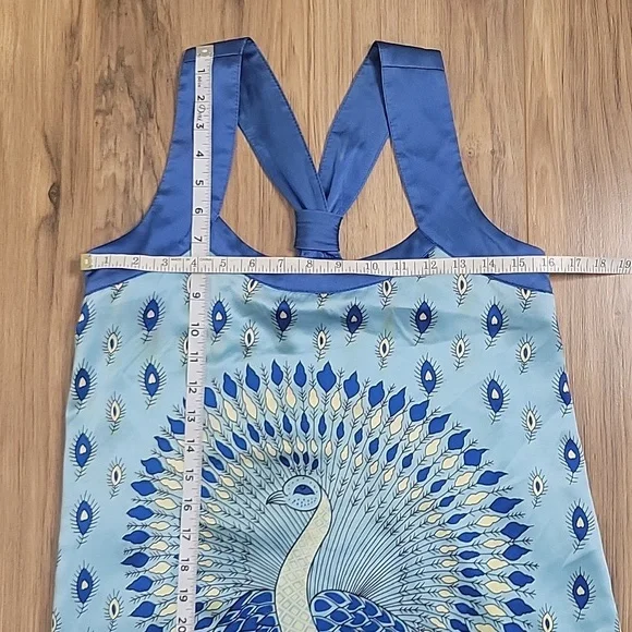 Voom by Joy Han Blue Peacock  Silk Tank Style Dress - Picture 7 of 15